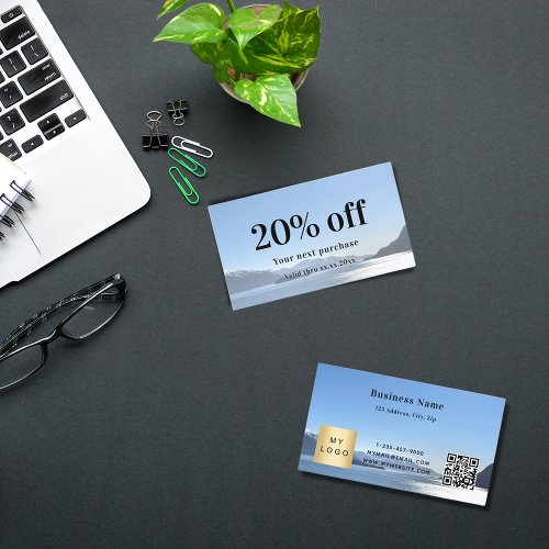 White black qr code custom photo logo business  discount card