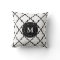 White Black Quatrefoil Pattern Monogrammed Pillow