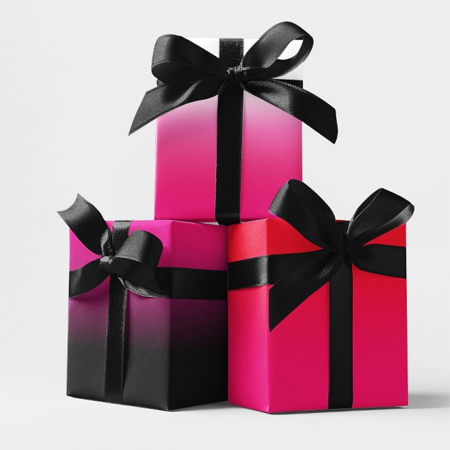 White Black Red and Hot Pink Ombre Mix Wrapping Paper Sheets (White Black Red and Hot Pink Ombre Mix Wrapping Paper Sheets)