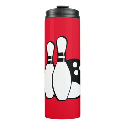 White Black Red Bowling Thermal Tumbler