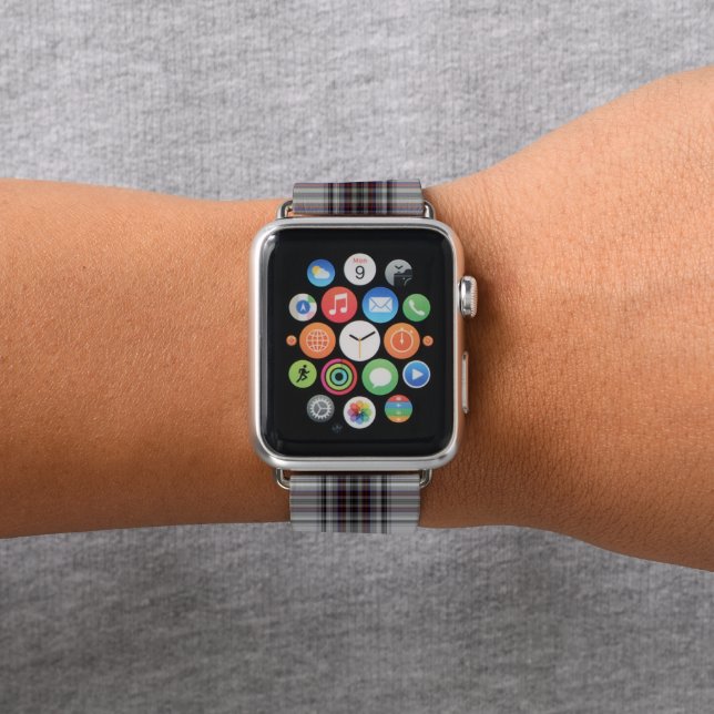 White Black Red Tartan Plaid Apple Watch Band (In Situ)