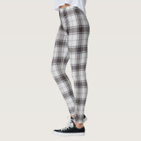 White Black Red Tartan Plaid Leggings