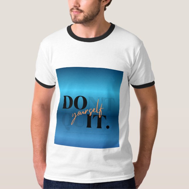 White , Black ringer t shirt with text  (Front)
