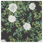 White Black Roses Floral Flowers Fabric
