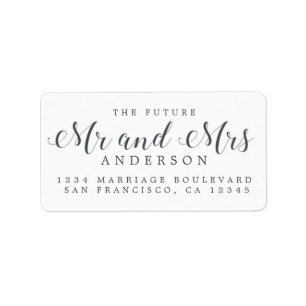 White Black Script Future Mr Mrs Return Address Label