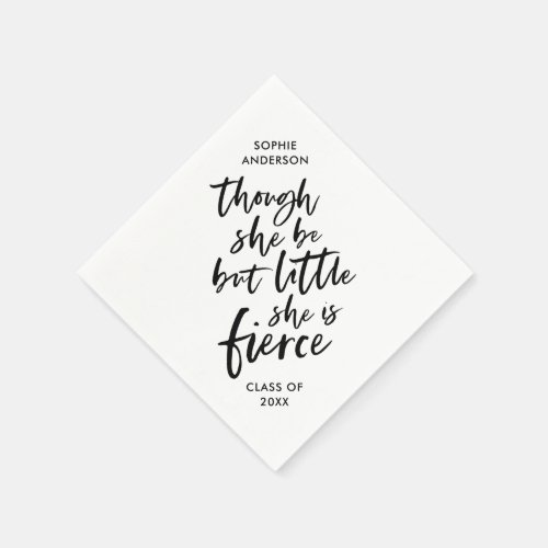 White  Black Script Little But Fierce Shakespeare Napkins