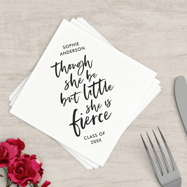 White & Black Script Little But Fierce Shakespeare Napkins (Creator Uploaded)