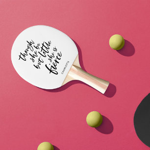 White & Black Script Little But Fierce Shakespeare Ping Pong Paddle