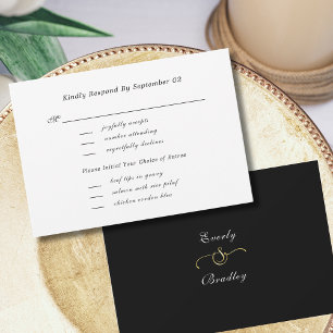 White Black Script Menu Selection Wedding RSVP