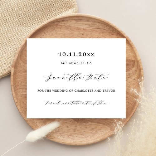 White black script modern wedding Save the Date