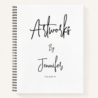 White Black Script Name Artwork Sketchbook Notebook