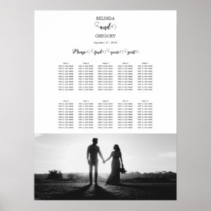White & Black Script Photo Wedding Seating Chart