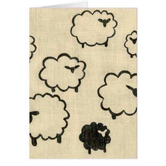 White & Black Sheep on Cream Background (Front)