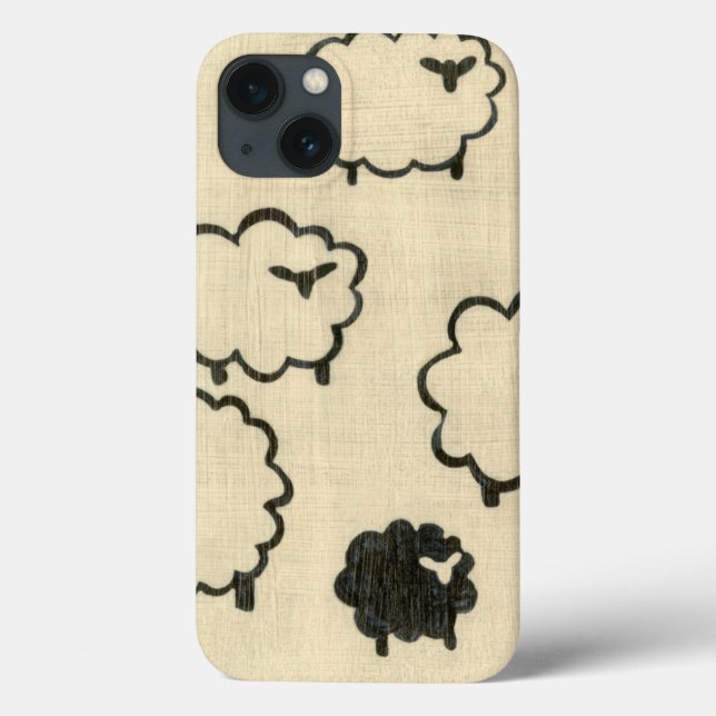 White & Black Sheep on Cream Background Case-Mate iPhone Case (Back)