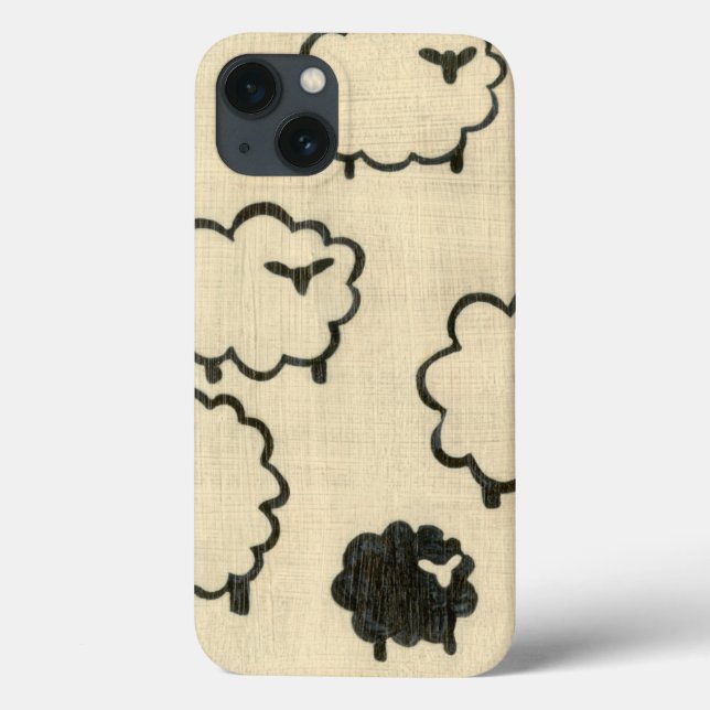 White & Black Sheep on Cream Background Case-Mate iPhone Case (Back)