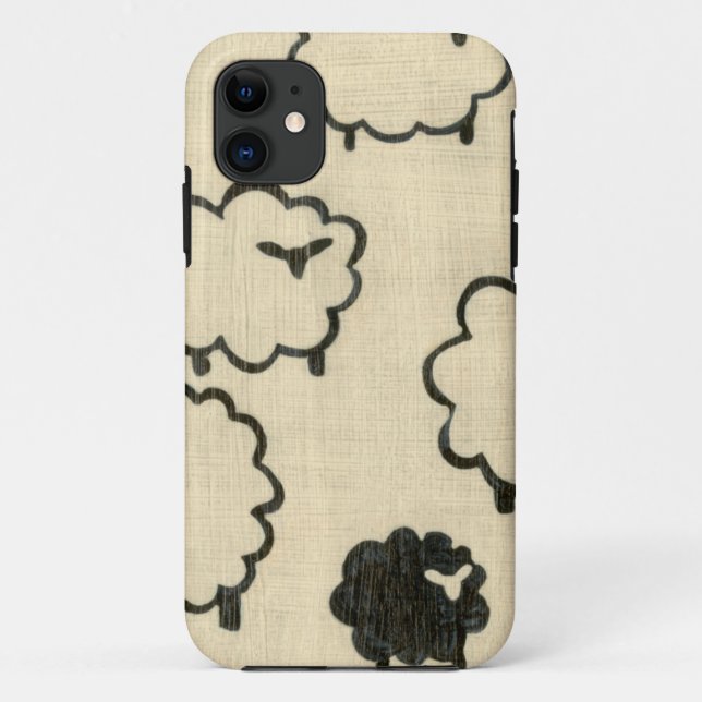 White & Black Sheep on Cream Background Case-Mate iPhone Case (Back)