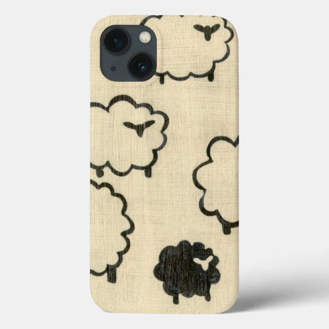White & Black Sheep on Cream Background Case-Mate iPhone Case (Back)