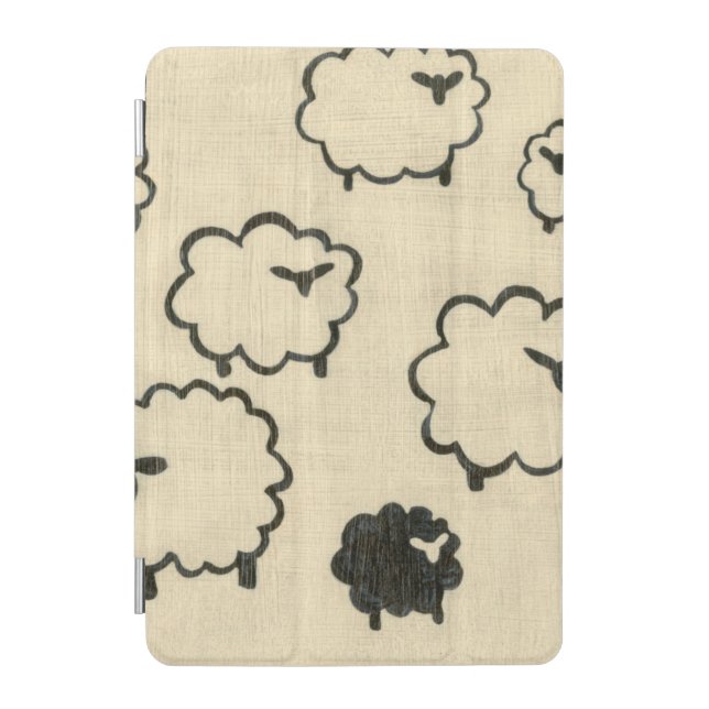 White & Black Sheep on Cream Background iPad Mini Cover (Front)
