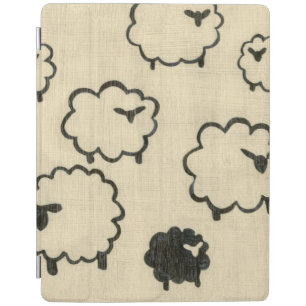White & Black Sheep on Cream Background iPad Smart Cover