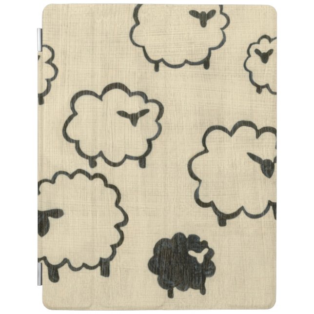 White & Black Sheep on Cream Background iPad Smart Cover (Front)