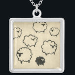 White & Black Sheep on Cream Background Silver Plated Necklace<br><div class="desc">Is your child having trouble sleeping? Have them count the white and black sheep in this print by Chariklia Zarris. A wonderful piece that is elegant in its simplicity. Order your print today!</div>