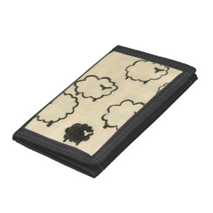 White & Black Sheep on Cream Background Trifold Wallet