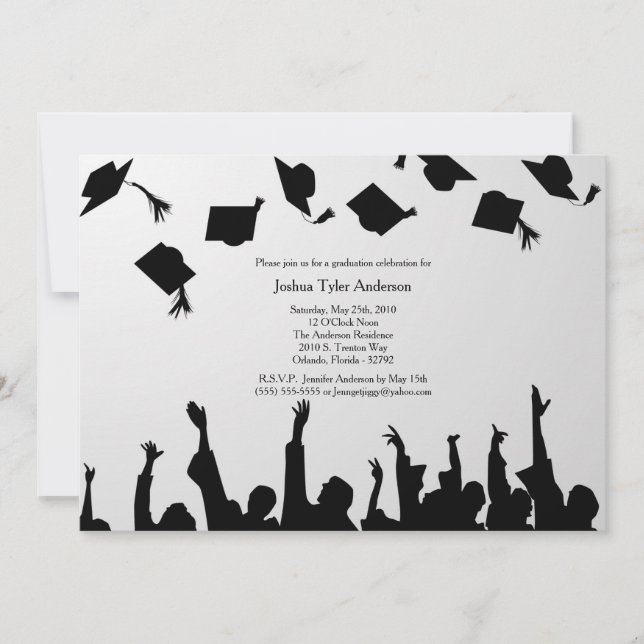 White Black Silhouette Graduation Party Invitation (Front)