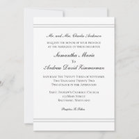 White Black Silver Classic Formal Elegant Wedding  Invitation