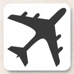 White black simple airplane design beverage coaster