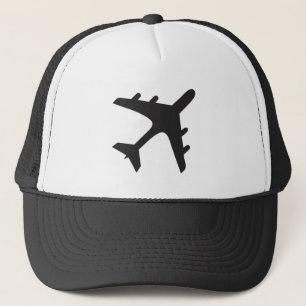 White black simple airplane design trucker hat