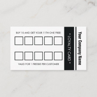 White Black Simple Border 10 Punch Loyalty Card