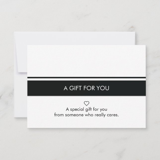 White Black Simple Border Gifting Card (Front)