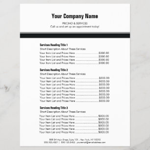 White Black Simple Border Price List 3 Flyer