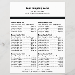 White Black Simple Border Price List 6 Flyer