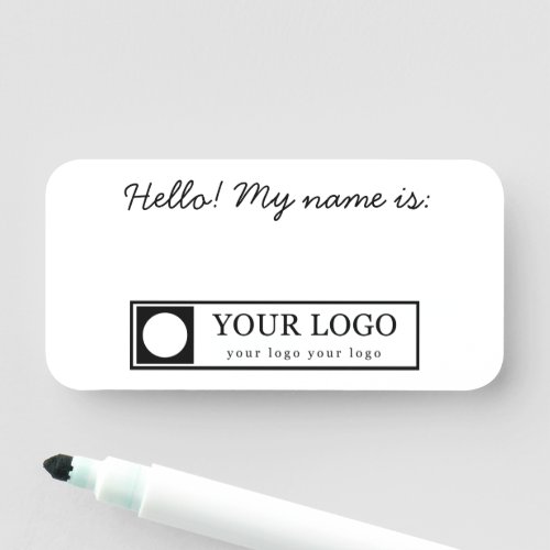 White Black Simple Your Logo Hello My Name Is Name Tag