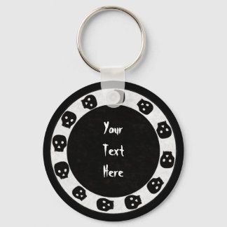 White-Black Skull Keychain