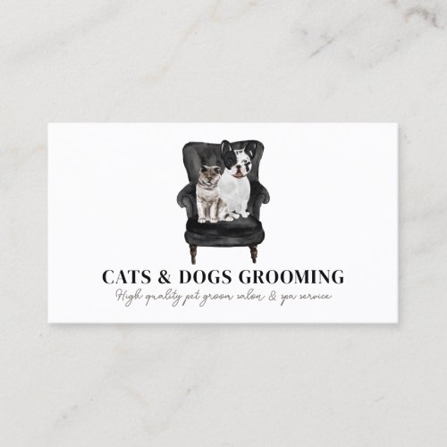 White Black Sofa Dog Cat Pet Grooming Business Card