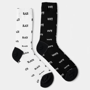 White Black Solid Color Names Socks