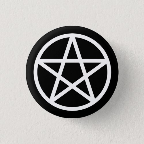 White Black Solid Pentacle Button