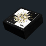 White & Black Squares Black & Gold Mandala 2c Gift Box<br><div class="desc">Elegant modern black and gold square background with gold white and black circle mandala. Custom monogram.</div>