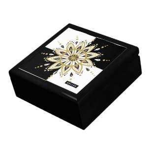 White & Black Squares Black & Gold Mandala 2c Gift Box