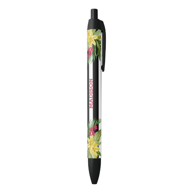 White & Black Stripes Hibiscus  Pen (Bottom (Vertical))