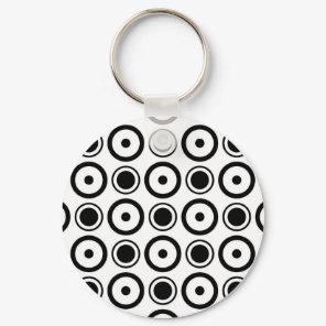 White Black stylish polka dots white background Keychain