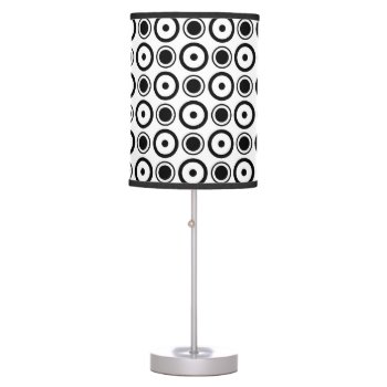 White Black Stylish Polka Dots White Background Table Lamp by sumwoman at Zazzle