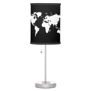 white/black stylized world map decor table lamp