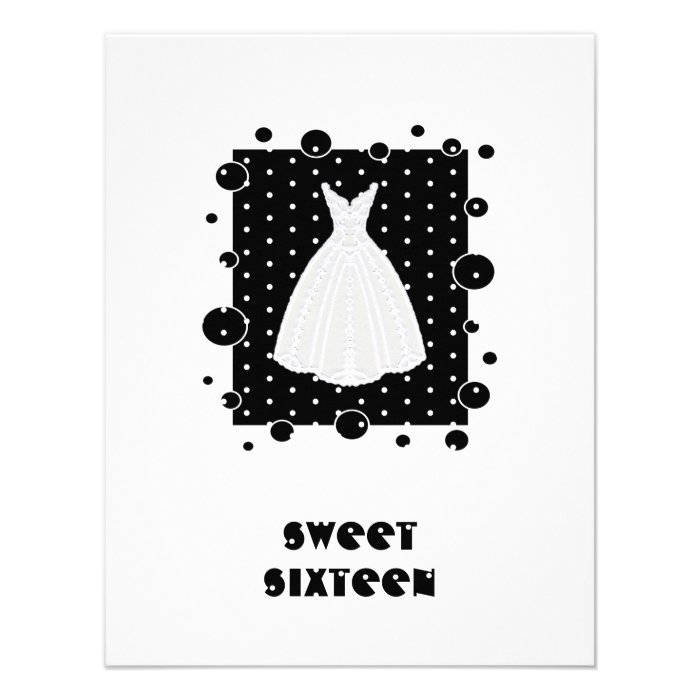 White & Black Sweet Sixteen Invitation