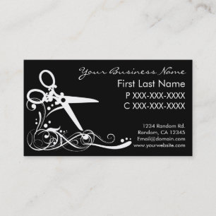 White black swirl hair cutting business cards