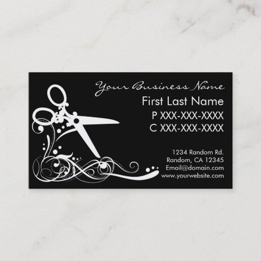 Customizable White black swirl hair cutting business cards
