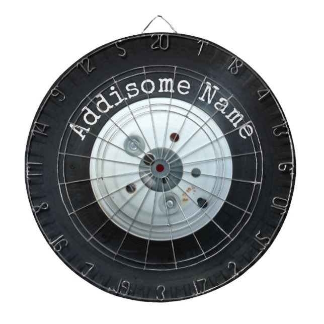 White & Black truck wheel /  car tire   Dart Board (Front)