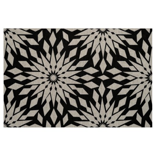 White & Black Turkish Motive Geometric Pattern Fabric